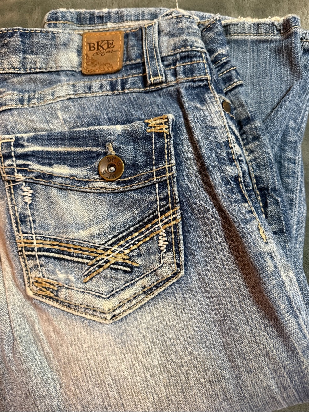 BKE Women's Faded Light Blue Boot Cut Jeans